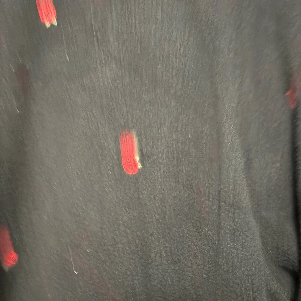 Victoria’s Secret PINK Black sweatshirt with Red Embroidery roses - Picture 2 of 4